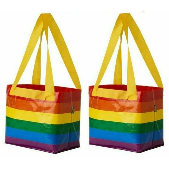 2 Ikea Storstomma Rainbow Reusable Small Shopping Carry Bag Multicolor Pride - Picture 3 of 6